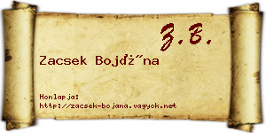 Zacsek Bojána névjegykártya